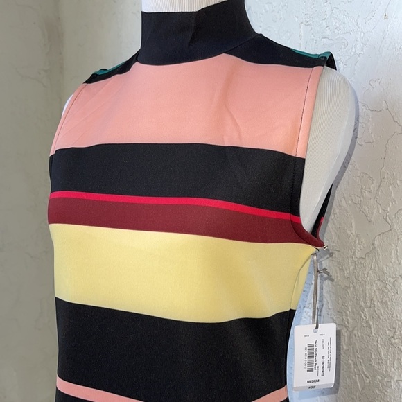 Belle Sky Is The Limit Scuba Mock Turtleneck Midi Striped Dress Size M - Picture 6 of 12